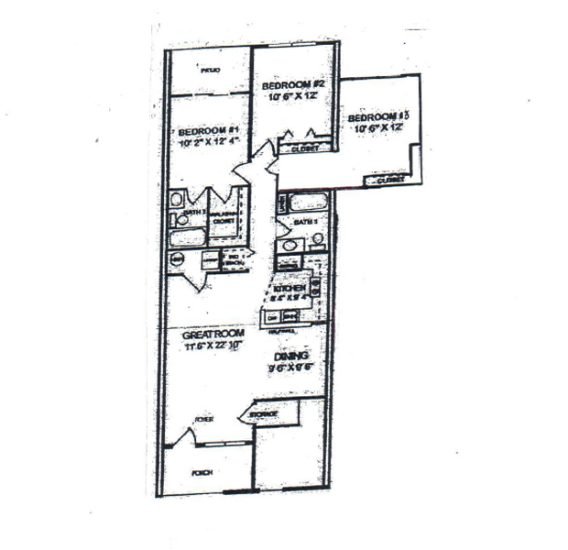 First Floor Three Bedroom Floor Plan