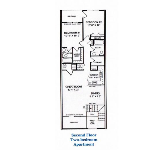 Second Floor Two Bedroom Floor Plan